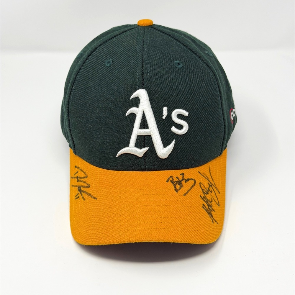Oakland Athletics Signed Baseball Cap Comcast Promo‎ Green Gold One Size
